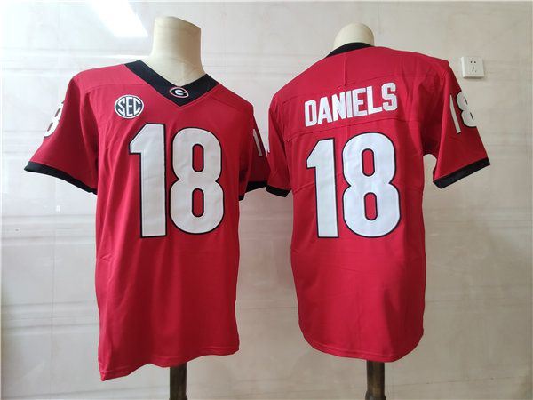 Men Georgia Bulldogs #18 Daniels Red 2025 NCAA Jersey->ncaa teams->NCAA Jersey